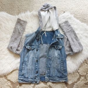 Free People Denim Hoodie Jacket